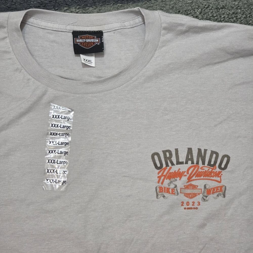 Harley-Davidson Orlando Bike Week 2023 T-Shirt Men’s 3XL XXXL Gray Skull Graphic